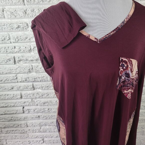 Chicos Women Top 3 Standard XL Tee Long Sleeve Pocket Purple Mandala GEO202E - Picture 5 of 9